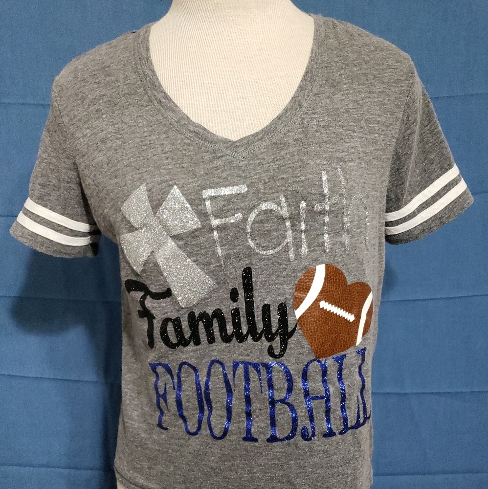 Faith, Family, Football womens Tshirt
